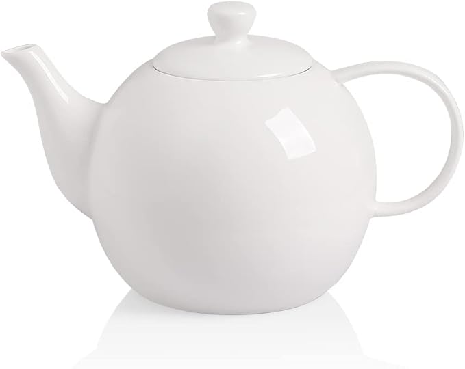 Sweejar Porcelain Teapot with Removable Stainless Steel Infuser,Microwave & Dishwasher Safe Tea Pots