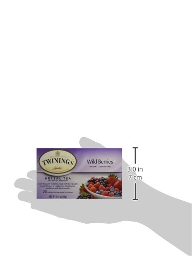 Twinings Wild Berries Herbal Tea Individually Wrapped Bags, 20 Count (Pack of 2), Full-Flavoured, Naturally Caffeine-Free, Enjoy Hot or Iced