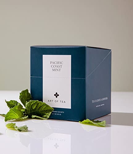 Art of Tea Pacific Coast Mint Tea Bags 12 Count Organic Peppermint Herbal Tea, Refreshing Caffeine Free Mint Tea Bags, Premium Soothing Herbal Tea