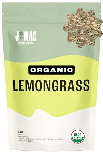 J MAC BOTANICALS Organic Lemon Grass (8 oz bag) Certified USDA Organic, Cut & Sifted Dried Lemongrass tea from Egypt, Packaged in the USA