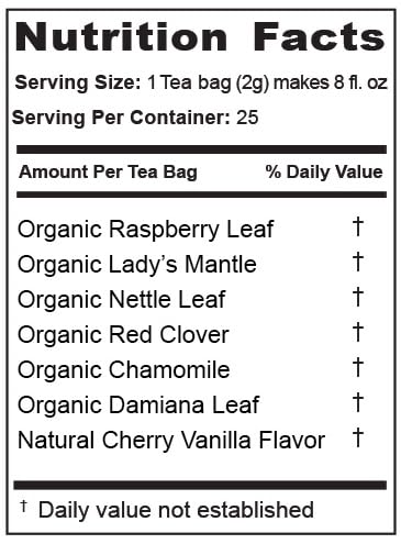 Jade Tea - Organic Women's Herbal Tea, 2 in 1 Tea & Tea - Red Raspberry Leaf, Lady's Mantle, Red Clover, Chamomile, & Damiana Leaf, Cherry Vanilla