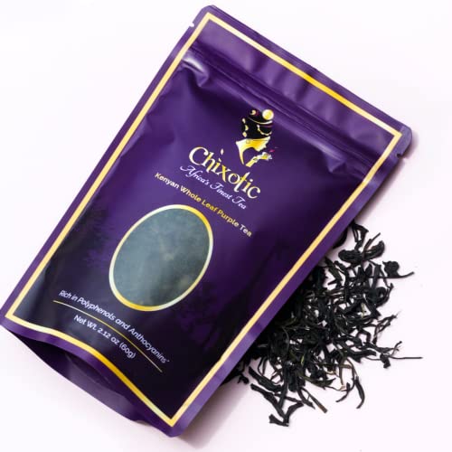 Chixotic Kenyan Purple Tea Loose Leaf, Low Caffeine Alternative to Coffee and Stronger Teas, Whole Leaf Tea, Antioxidant-Rich, Smooth Non-Bitter Taste, 30g