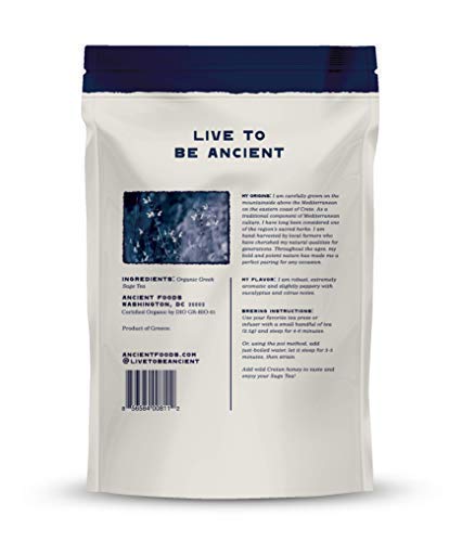 Ancient Foods Organic Cretan Sage Tea – Organic and Naturally Caffeine Free Tea Loose Leaf from Crete, Greece (40g)