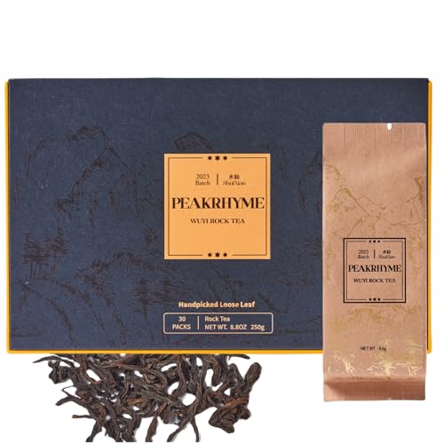 PeakRhyme Handpicked Tea Gift Box, Oolong Tea, Loose Leaves, Wuyi Rock Tea, 2023 Batch ShuiXian, 5.2OZ (150g), 18 Packs