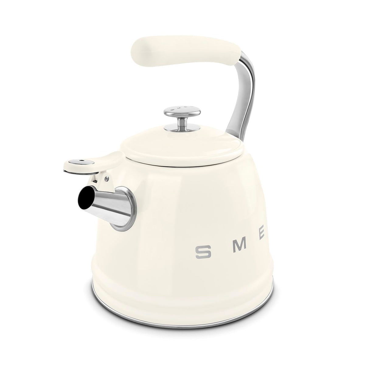 SMEG Stovetop Whistling Kettle – 50s Retro Style, 2.3 Liter (10 Cup / 2.4 Quart) Stainless Steel Tea Kettle with Iconic