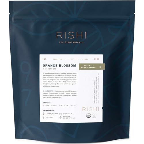 Rishi Tea Peach Blossom White Herbal Blend - Organic & Low Caffeine Loose Leaf Tea - 8.81 Ounces, 32+ Servings