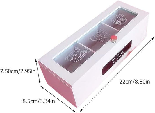 Small Wooden Tea Bag Box 3 Compartments Wooden Tea Box Organizer Storage Chest Jewelry Box Organizer Mini Countertop Cabinet Tea Box for Tea Bags Organizer
