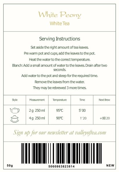 White Peony White Tea - Bai Mu Dan Chinese White Tea - Pai Mu Tan Loose Leaf Tea From China - Baimudan or Paimutan - White Tea Leaves Loose Leaf White Tea Peony Tea White Loose Leaf Tea