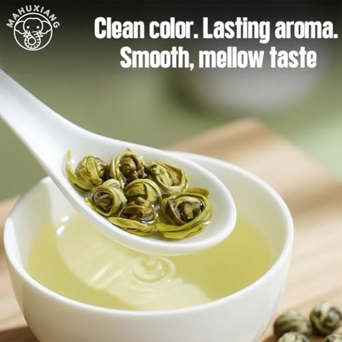 MAHUXIANG Jasmine Dragon Pearl Tea 3.52 oz/100 g – Loose Leaf Jasmine Green Tea, Rolled Green Tea, Self-Sealing Bag