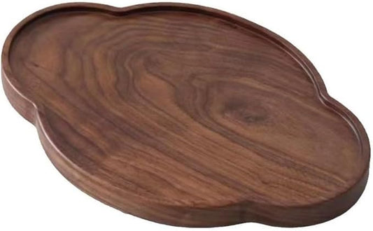 Black Walnut Tea Tray For Gongfu Tea Ceremony, Cloud-Shaped Wooden Tea Table With Chinese Style Design, 21 X 14 Cm