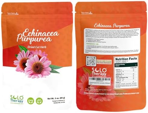 Echinacea Purpurea Herb 3 oz, Echinacea Purpurea Herb Tea, Dried Cut Herb, Resealable Bag, Premium Quality, 100% Natural