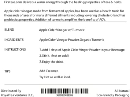 Fire Teas Apple Cider Turmeric Powdered Mix