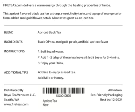 Fire Teas Apricot Tea - Loose Leaf Tea
