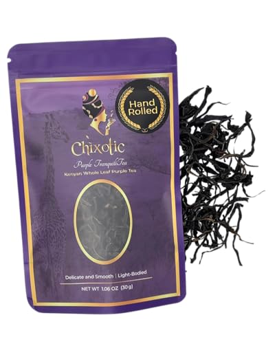 Chixotic Kenyan Purple Tea Loose Leaf, Low Caffeine Alternative to Coffee and Stronger Teas, Handrolled Whole Leaf Tea, Antioxidant-Rich, Smooth Non-Bitter Taste, 60g