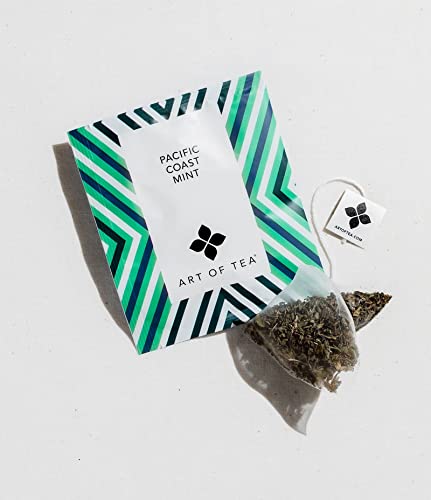 Art of Tea Pacific Coast Mint Tea Bags 12 Count Organic Peppermint Herbal Tea, Refreshing Caffeine Free Mint Tea Bags, Premium Soothing Herbal Tea