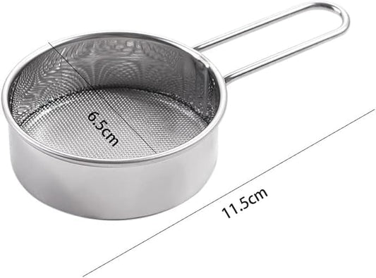 1 Pcs Sliver Flour Sifter Fine Mesh Round Stainless Steel Strainer with Long Handle Cocoa Matcha Powder Filter Spoon,Mini Flour Sifter Drainer for Baking