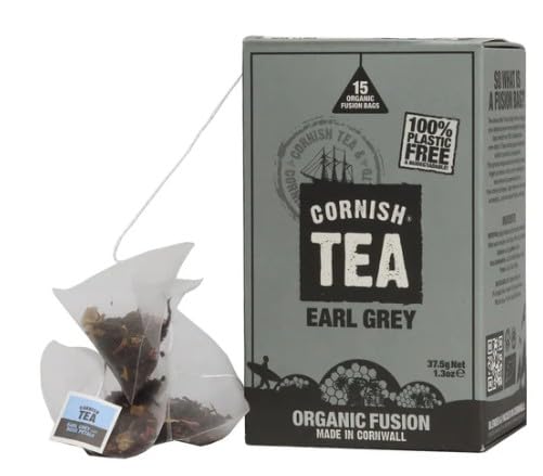 Cornish Tea Organic Earl Grey Black Tea, 15 Plastic-Free Fusion Bags, Made in Cornwall