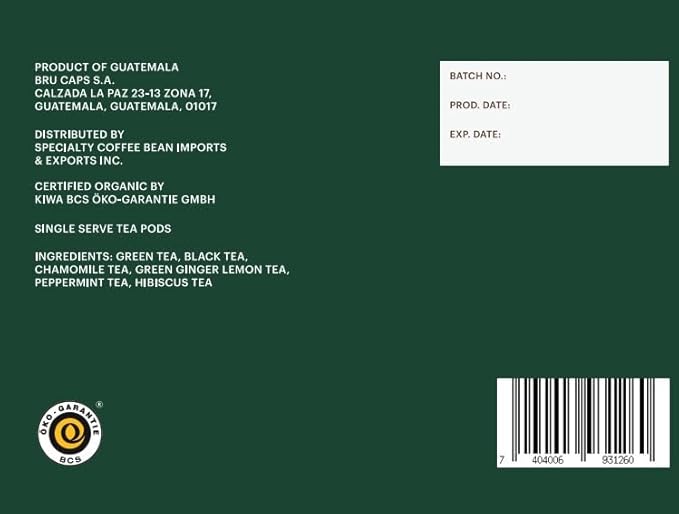 G GRANA Tea Pods, Compatible with Keurig Machines, 48 Count, Variety Pack of Green, Black, Chamomile, Green Ginger Lemon, Peppermint, Hibiscus Teas, USDA Organic, Recyclable Single Serve Capsules