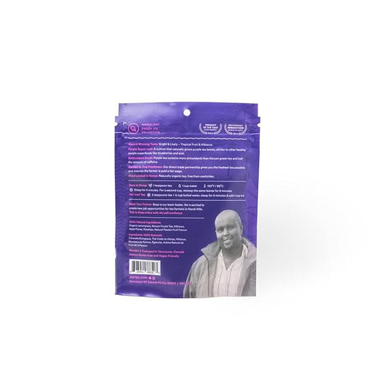JusTea PURPLE RAIN | Loose Leaf Purple Tea | Recyclable Refill Pouch | 40+ Cups (2.8oz) | Very Low Caffeine | Award-Winning | Fair Trade | Non-GMO