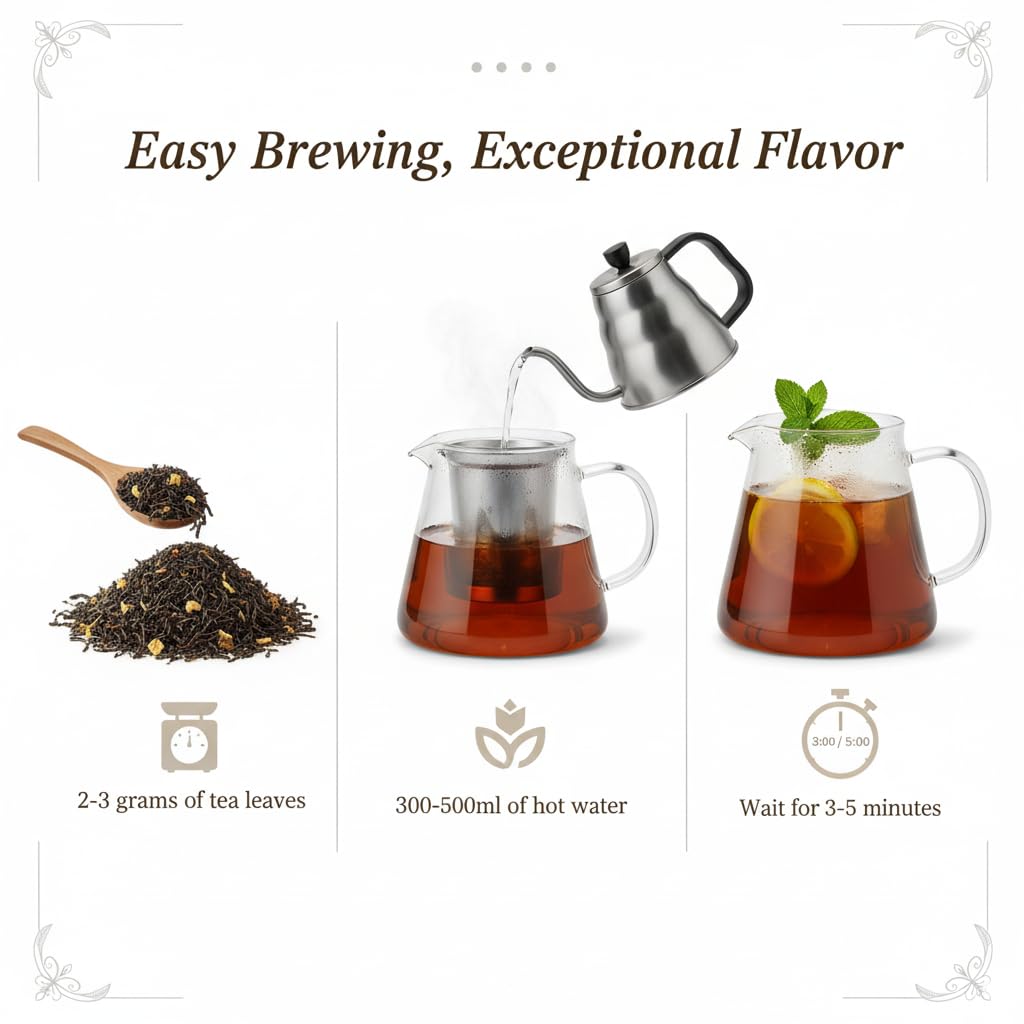 HANFANGLING Iced Lemon Black Tea - Premium Loose Leaf Blend with Real Freeze-Dried Lemon | Refreshing & Natural | Brews in Cold Water | 1.76 oz (50g) Pack