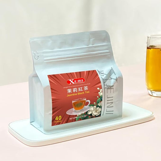 XIEJINJI Jasmine Black Tea - 40 Count, Special Blend Black Tea with Jasmine, Fragrant Floral Aroma, Eco-Conscious Tea Bags, 4.5 Oz