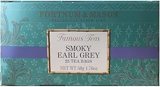 Fortnum and Mason Smoky Earl Grey 25 Count Tea Bags 50g (1 Pack) Cellophane Sealed Box
