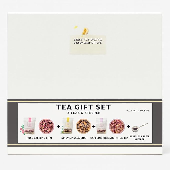 A Chai for Every Mood: Premium Organic Chai Tea Gift Set – 3 Inspired Loose Leaf Spiced Tea Blends + Stainless Steel Infuser – Wellness Gift Box