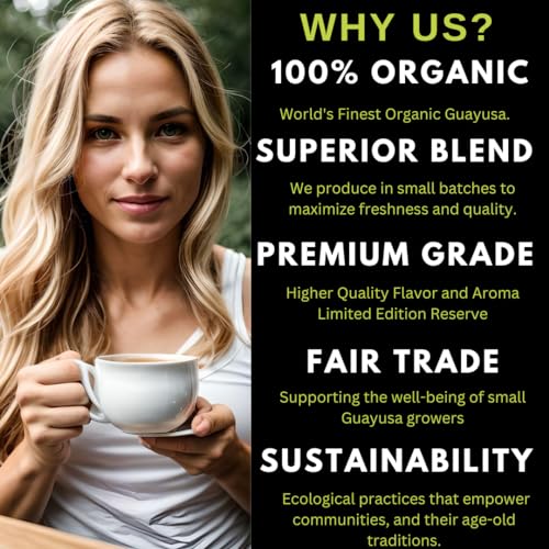 Amazonian Treasure Organic Guayusa Loose Leaf Tea, 16 OZ (1LB), Smooth Energy Boost, Alternative to Coffee & Yerba Mate, 60 mg Caffeine per Serving.