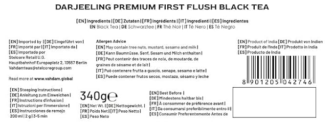 VAHDAM, First Flush Darjeeling Tea - 170+ Cups (340g/12oz) Loose Leaf Black Tea - Flowery, Aromatic & Delicious | Mellow & Fragrant | Vacuum Sealed Pack