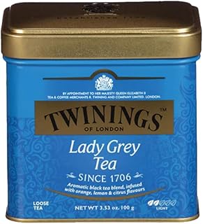 Twinings Lady Grey Loose Black Tea, 3.53 Ounce Tins (Pack of 6), Lemon & Orange Peel, Caffeinated, Enjoy Hot or Iced