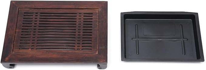 Bamboo Tea Trays for Serving with Drawer Water Storage Drainage Tea Serving Tray Chinese Tea Tray Gongfu for Teahouse Home Office, 15.74"×10.82"×2.75"
