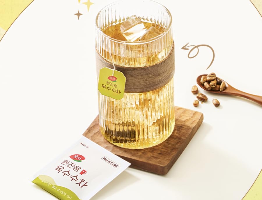 Korean-Style Single-Serve Roasted Corn Tea Bags 100 Count, Hot and Cold Brew, 1.5 g Sachets 옥수수차