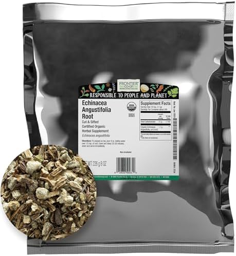Frontier Co-op Dried Echinacea Angustifolia Root, Cut and Sifted, 1lb Bulk Bag - Certified Organic Echinacea Root - Ideal for Tea and Herbal Remedies, Kosher