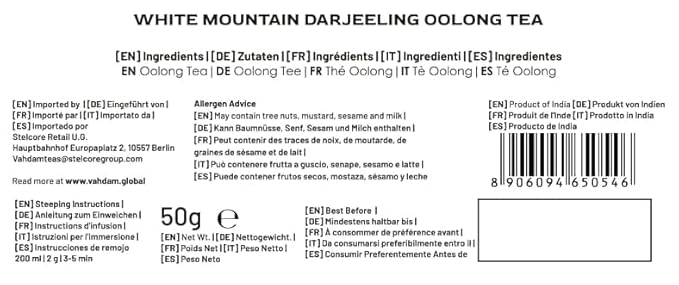 VAHDAM White Mountain Oolong Tea Loose Leaf (25 Cups/1.76oz) Pure Oolong Tea Leaves | High Elevation Grown | Vacuum Sealed | Brew Hot, Iced, Kombucha