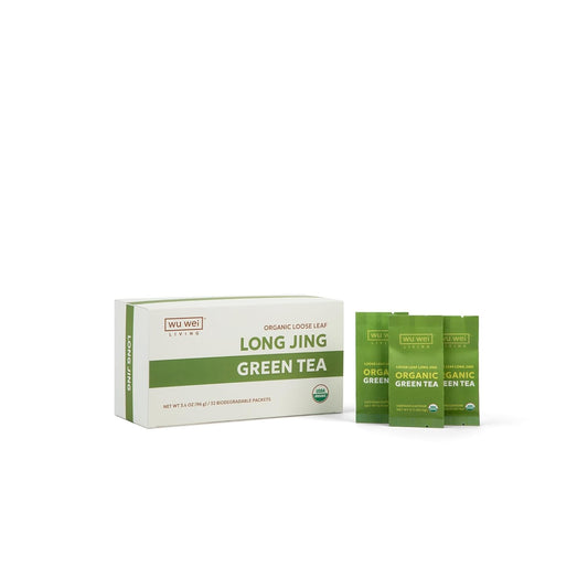 Wu Wei Living Organic Long Jing Green Tea, Loose Leaf, USDA Certified (32-Pack, 32, Count)