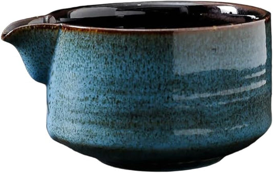 Matcha Bowl 500 ml for Traditional Japanese Chawan, with Pouring Spout, Shiny Glaze, Handmade Tea Ceremony & Latte Use