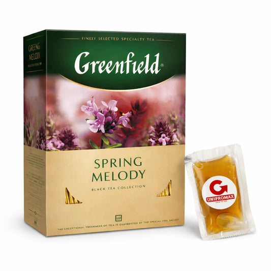 Spring Melody Greenfield Tea, 100 Tea Bags + 1 packet of Unipromax honey bundle