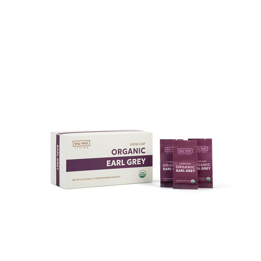 Organic Earl Grey Loose Leaf Tea, USDA Organic Certified, Citrusy and Floral, Single Serve Loose Leaf Tea (32-Pack), Limited Small Batch, Single Origin, Whole Leaf Tea,