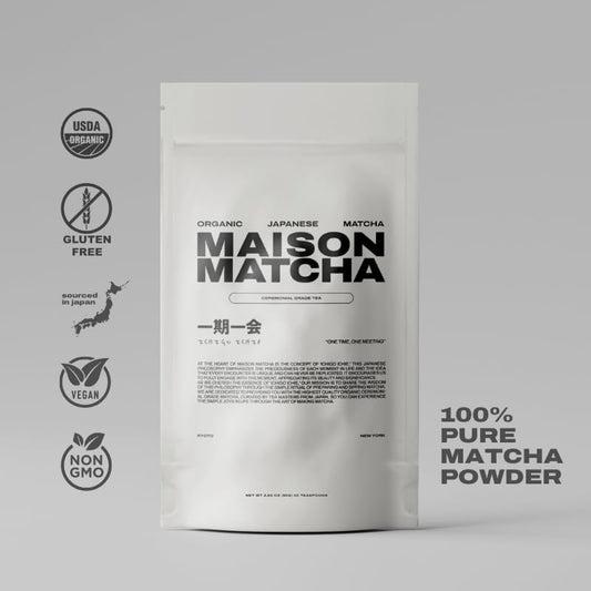 MAISON MATCHA Organic Ceremonial Grade Matcha Green Tea Powder – Authentic Japanese First Harvest, Sugar Free, For Traditional Tea & Everyday Matcha Latte Powder (80g, 2.82oz Abundance Pouch)