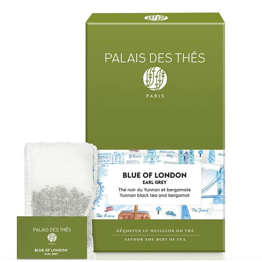 Palais des Thés - Blue of London - Earl Grey Black Tea, Bergamot & Cornflower - Premium Tea Bags, Serves 20 Cups