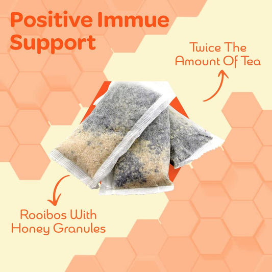 True Honey Rooibos Tea Bags - Honey Crystals Blended in Every Sachet - Decaf Red Rooibos Tea - All Natural Organic Herbal Caffeine Free Tea Bag 24 Count