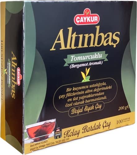 ÇAYKUR Altnba Earl Grey Tea Bags, Turkish Black Tea with Natural Bergamot Flavor, Premium Upper Leaf, Early Harvest Selection, 100 Tea Bags, 200g / 7.05 oz
