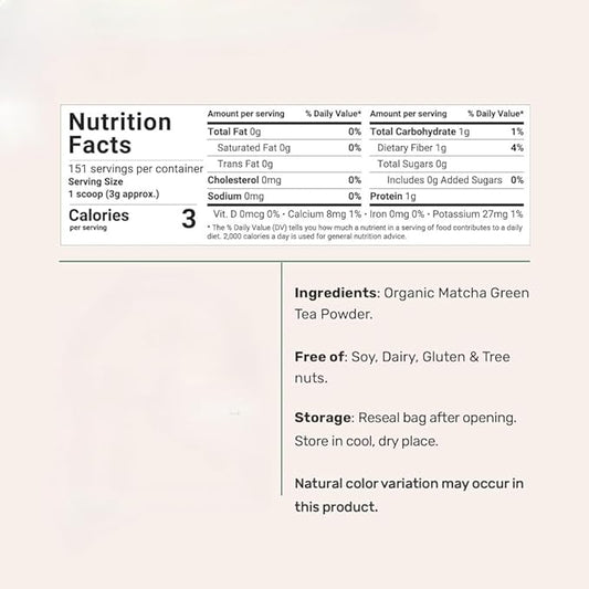 0.5lb/3pakc, Premium Culinary Grade, USDA-Certified Organic Matcha, 100% Pure Green Tea Powder, Perfect for Lattes, Smoothies, Desserts and Baking, Sugar Free, Gluten Free