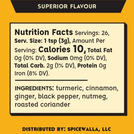 Spicewalla Golden Milk Powder - Cinnamon, Ginger, Turmeric Drink Tea or Latte Mix