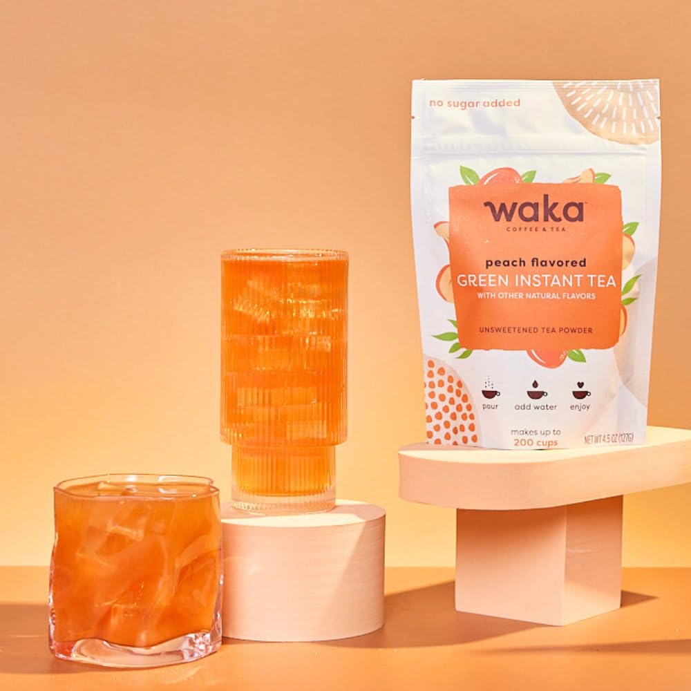 Waka Instant Tea Mix, 3 Bag Bundle - 100% Tea Leaves, No Additives, Unsweetened Tea Powders - Classic, Raspberry Flavored, Peach Flavored Green (4.5oz Each)