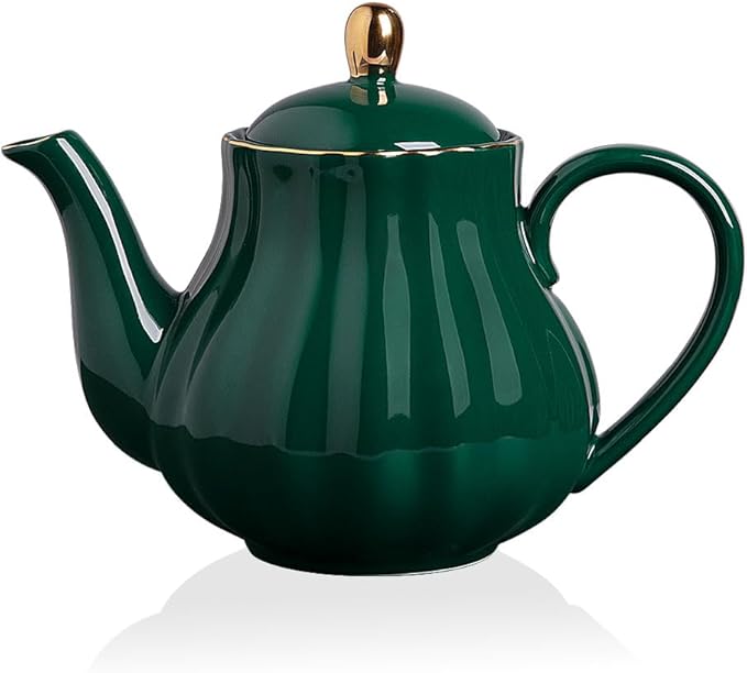 Sweejar Royal Teapot, Ceramic Tea Pot with Removable Stainless Steel Infuser, Blooming & Loose Leaf
