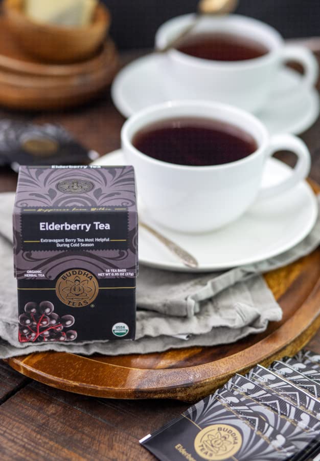 Buddha Teas - Organic Elderberry - Herbal Tea - For Health & Wellbeing - With Antioxidants & Minerals - Clean Ingredient