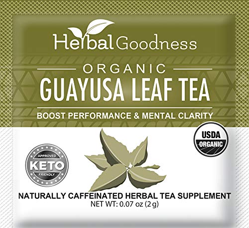 Herbal Goodness Organic Guayusa Leaf Tea Bags – Natural Energy Tea with Antioxidants & Smooth Caffeine | Smooth Focus | 24 Eco-Friendly Teabags – Caffeine Boost Without Jitters - | Yerba Mate Alternative, with Herbal Loose Leaf Tea Benefits