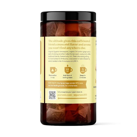 Paromi Lemon Ginger Organic Oolong Tea, Signature Jar, 15 Count