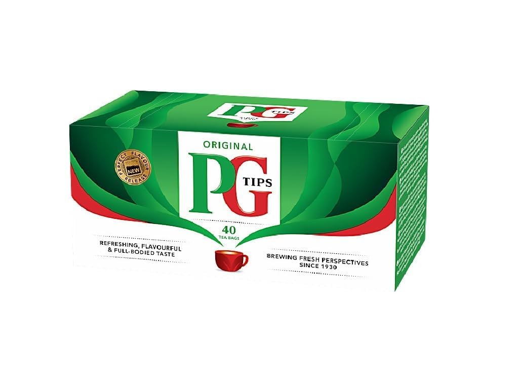 PG Tips Premium Black Tea Bags Non-Pyramid, 40 Count (Pack of 1)
